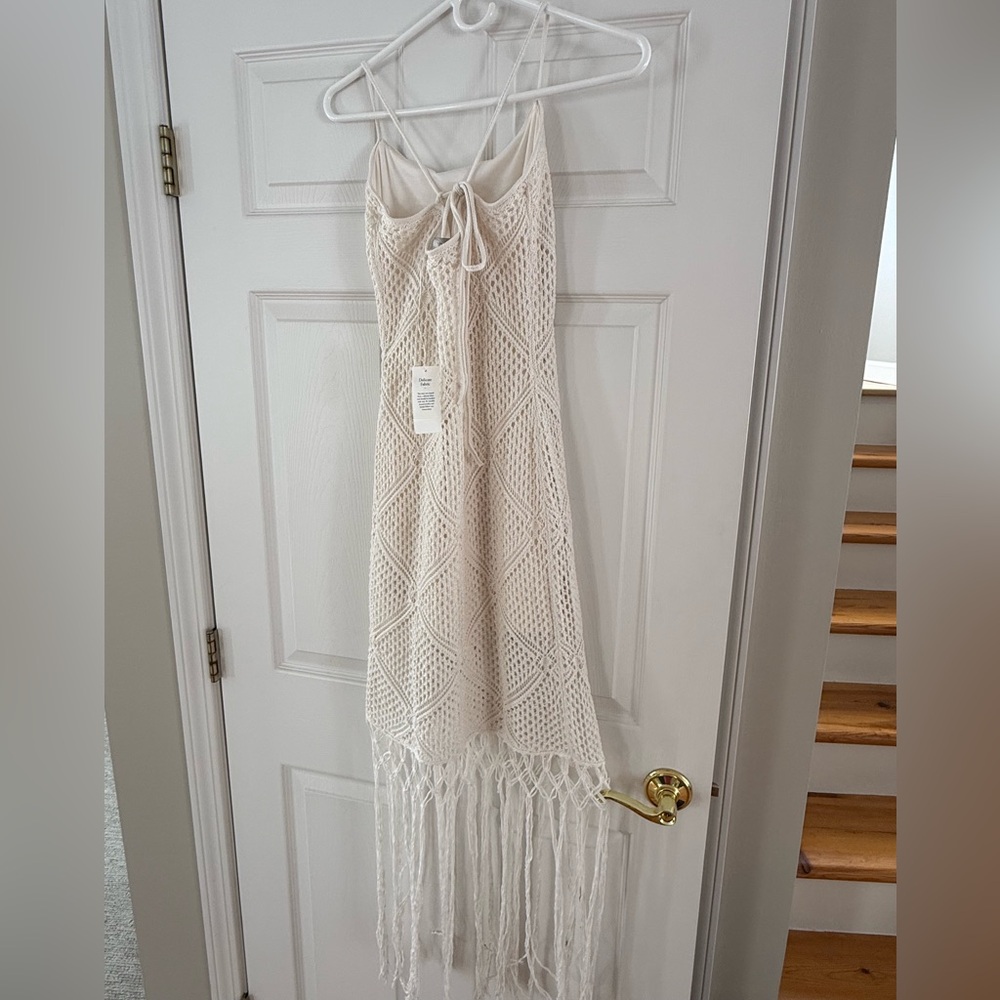 Abercrombie & Fitch Crochet-Style Fringe Mini Dress size m NWT - Picture 7 of 10